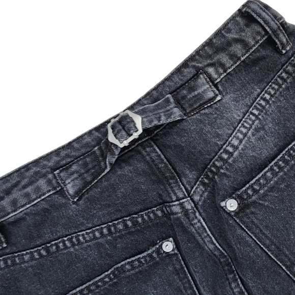 Free People We The Free Rugged A-Line Button Fly Denim Skirt Washed Black 25. - Picture 8 of 10